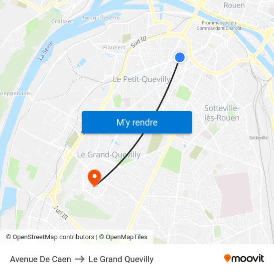 Avenue De Caen to Le Grand Quevilly map