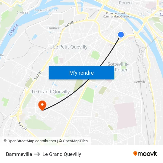 Bammeville to Le Grand Quevilly map