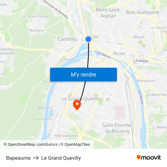 Bapeaume to Le Grand Quevilly map