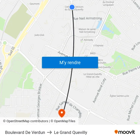 Boulevard De Verdun to Le Grand Quevilly map