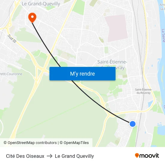 Cité Des Oiseaux to Le Grand Quevilly map