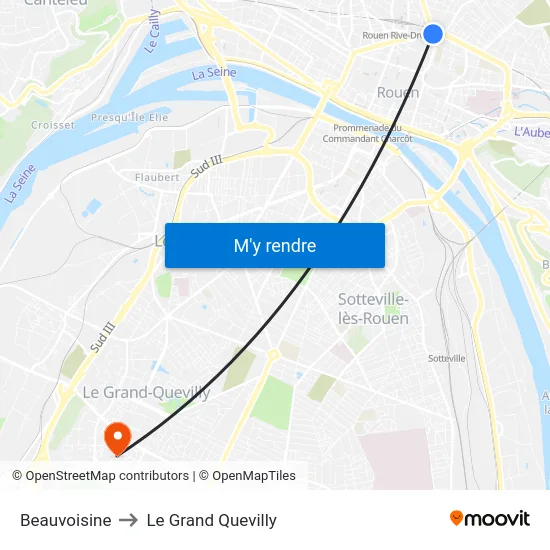 Beauvoisine to Le Grand Quevilly map