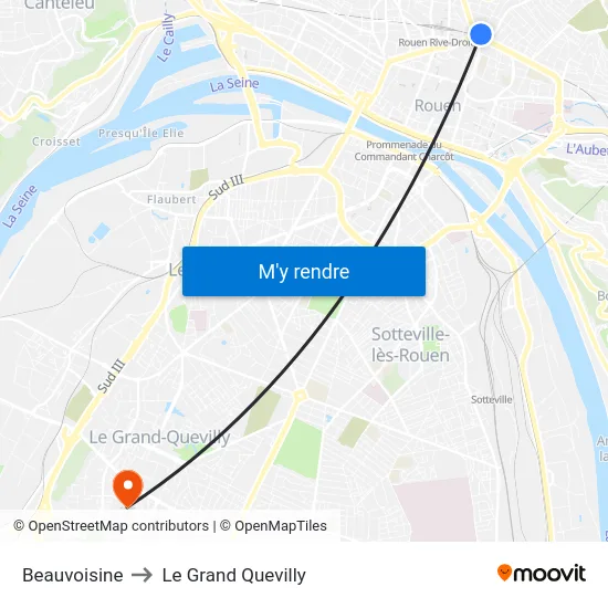 Beauvoisine to Le Grand Quevilly map