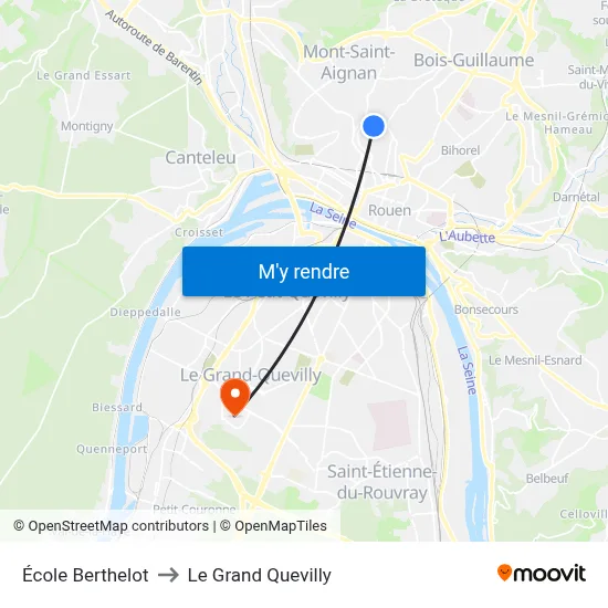 École Berthelot to Le Grand Quevilly map