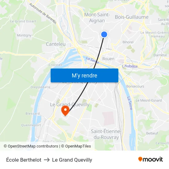 École Berthelot to Le Grand Quevilly map