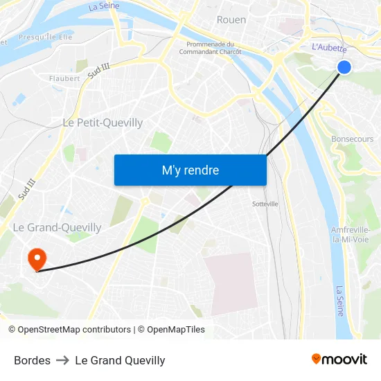 Bordes to Le Grand Quevilly map