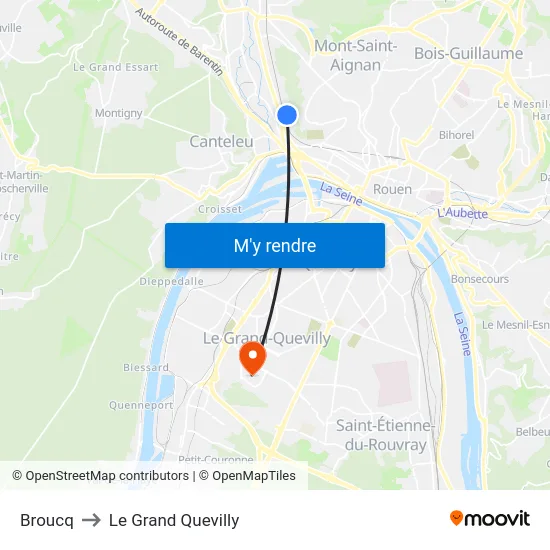 Broucq to Le Grand Quevilly map