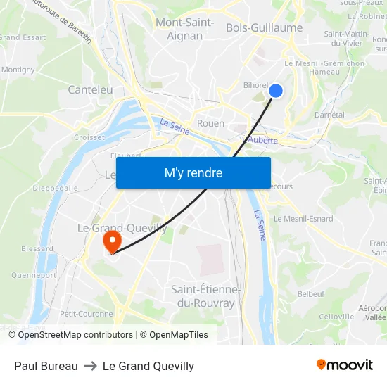 Paul Bureau to Le Grand Quevilly map