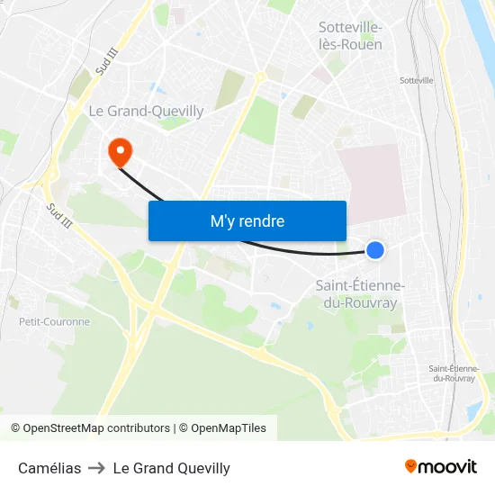 Camélias to Le Grand Quevilly map