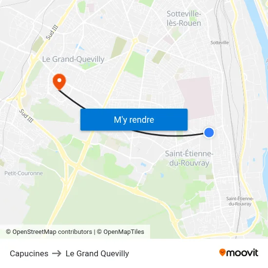 Capucines to Le Grand Quevilly map