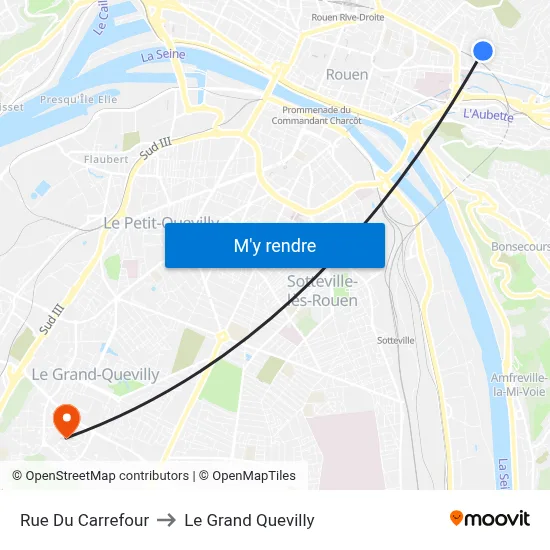 Rue Du Carrefour to Le Grand Quevilly map
