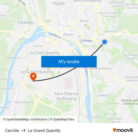 Carville to Le Grand Quevilly map