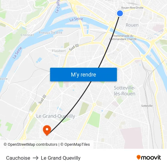 Cauchoise to Le Grand Quevilly map