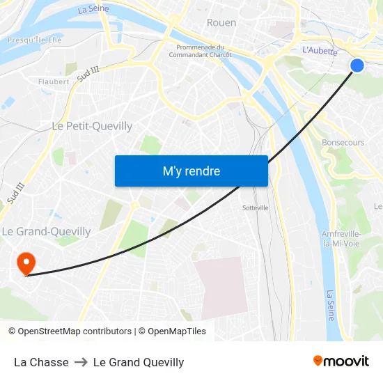 La Chasse to Le Grand Quevilly map