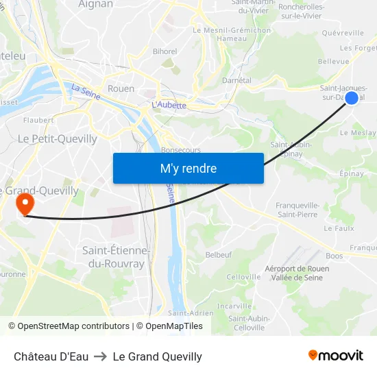 Château D'Eau to Le Grand Quevilly map