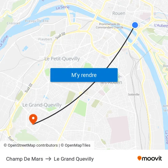 Champ De Mars to Le Grand Quevilly map