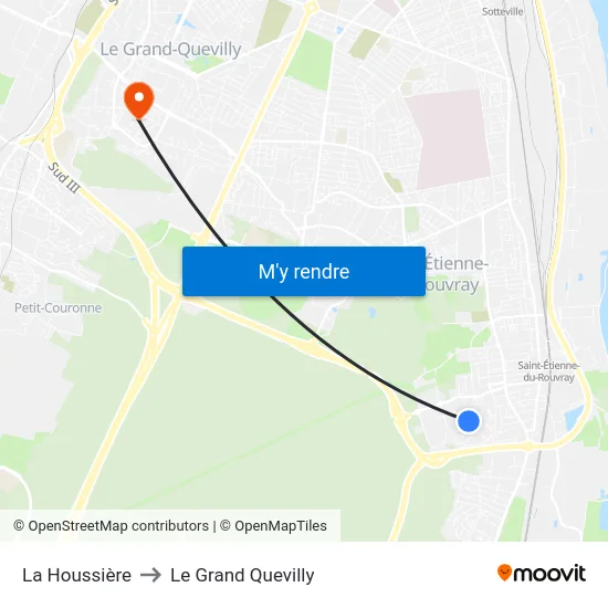 La Houssière to Le Grand Quevilly map