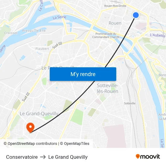 Conservatoire to Le Grand Quevilly map