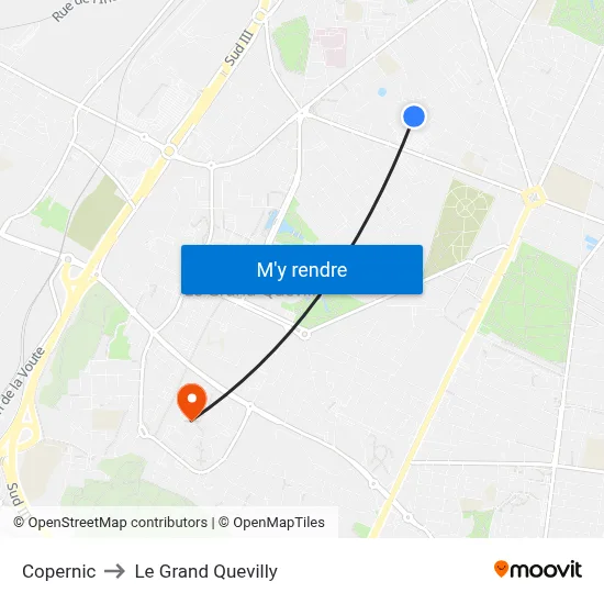 Copernic to Le Grand Quevilly map