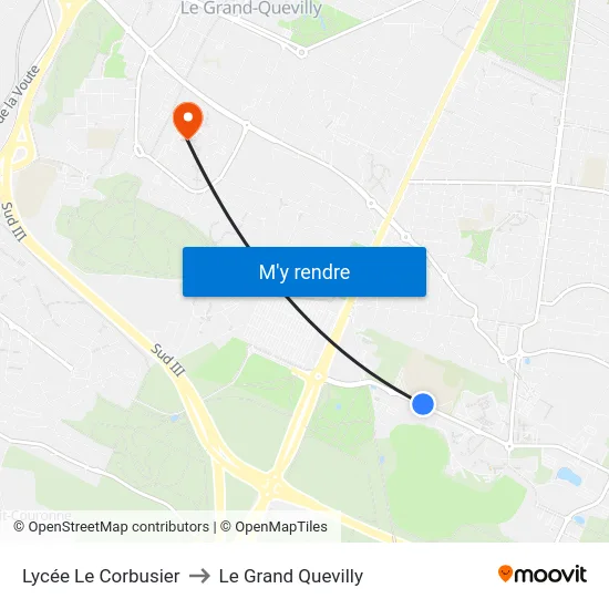Lycée Le Corbusier to Le Grand Quevilly map