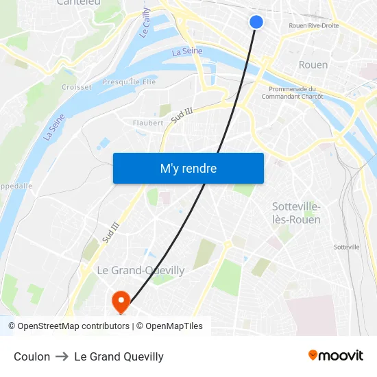 Coulon to Le Grand Quevilly map