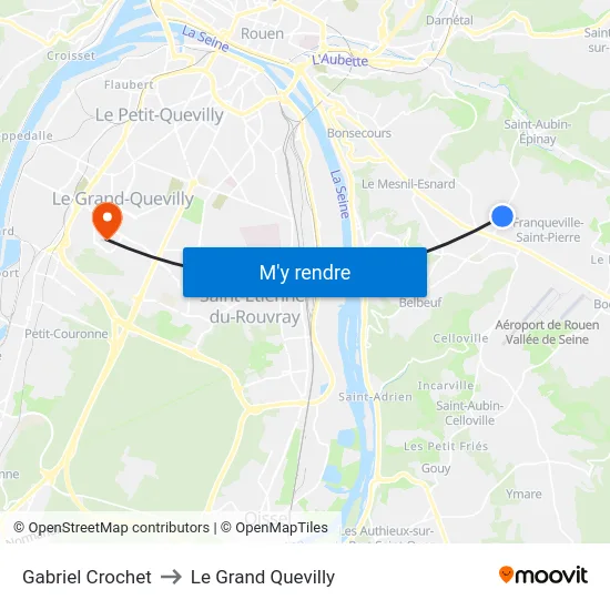 Gabriel Crochet to Le Grand Quevilly map