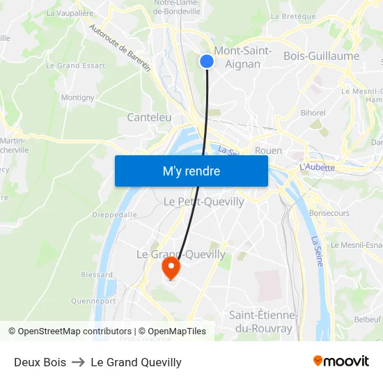 Deux Bois to Le Grand Quevilly map