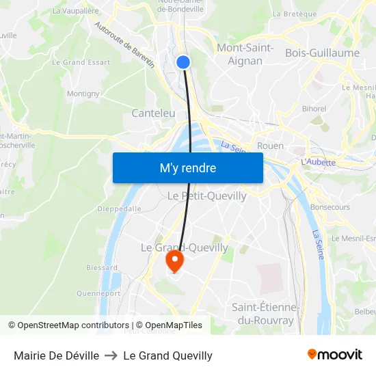 Mairie De Déville to Le Grand Quevilly map