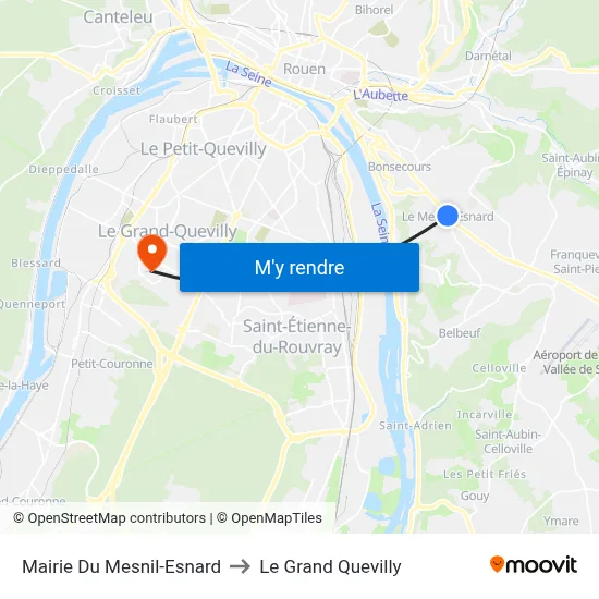 Mairie Du Mesnil-Esnard to Le Grand Quevilly map