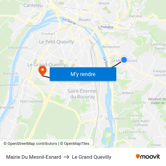 Mairie Du Mesnil-Esnard to Le Grand Quevilly map