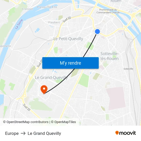 Europe to Le Grand Quevilly map