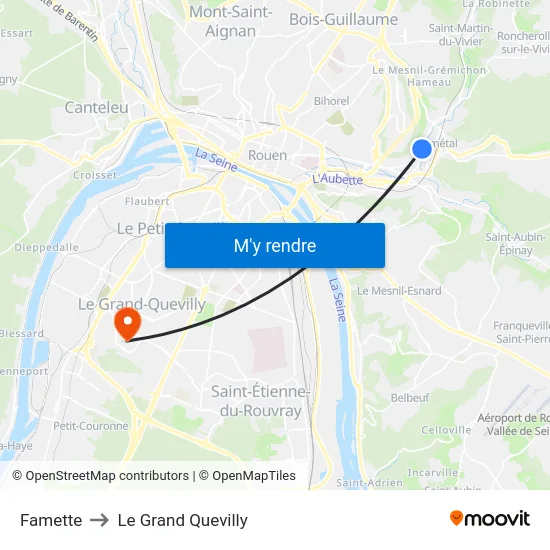 Famette to Le Grand Quevilly map