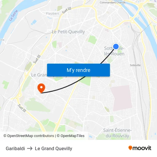 Garibaldi to Le Grand Quevilly map