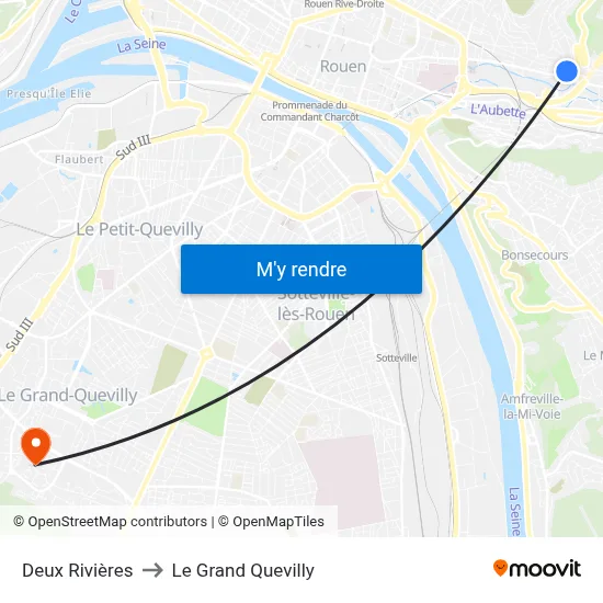 Deux Rivières to Le Grand Quevilly map
