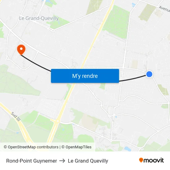 Rond-Point Guynemer to Le Grand Quevilly map