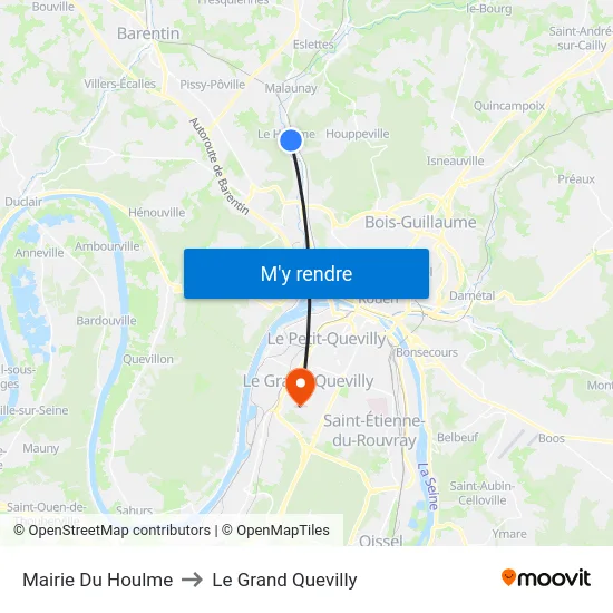 Mairie Du Houlme to Le Grand Quevilly map