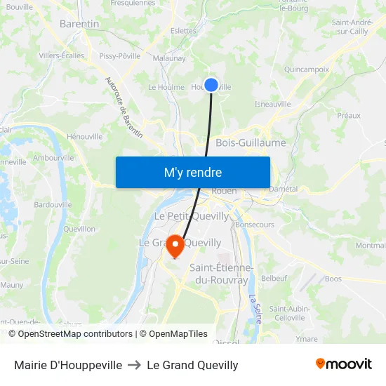Mairie D'Houppeville to Le Grand Quevilly map