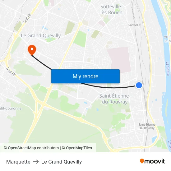 Marquette to Le Grand Quevilly map