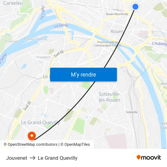 Jouvenet to Le Grand Quevilly map