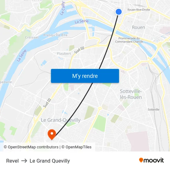 Revel to Le Grand Quevilly map