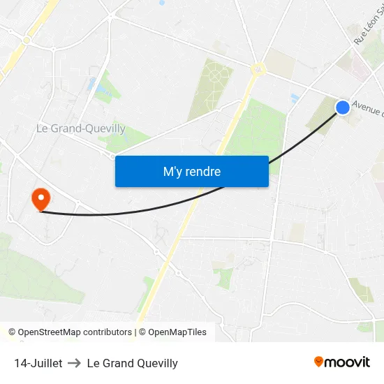 14-Juillet to Le Grand Quevilly map