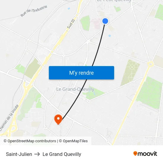 Saint-Julien to Le Grand Quevilly map