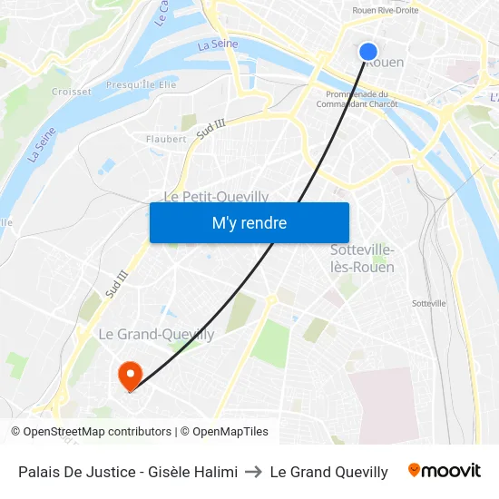 Palais De Justice - Gisèle Halimi to Le Grand Quevilly map