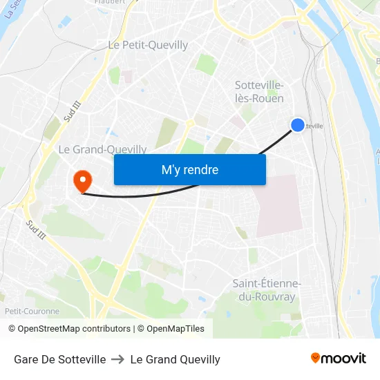 Gare De Sotteville to Le Grand Quevilly map
