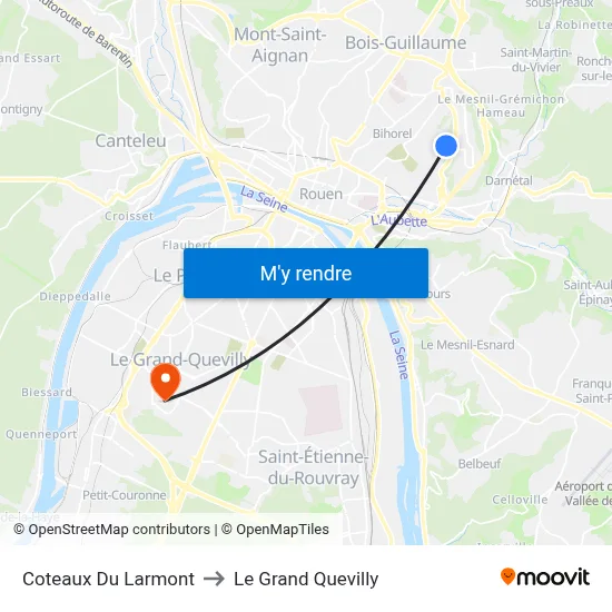 Coteaux Du Larmont to Le Grand Quevilly map
