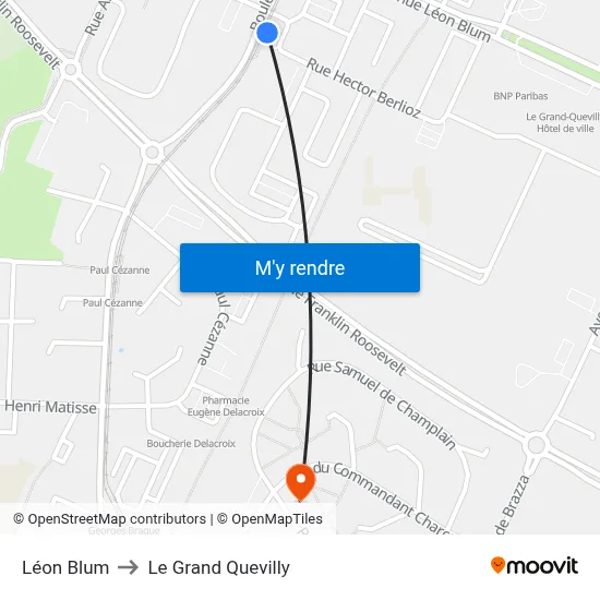 Léon Blum to Le Grand Quevilly map