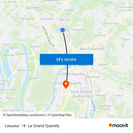 Lesueur to Le Grand Quevilly map