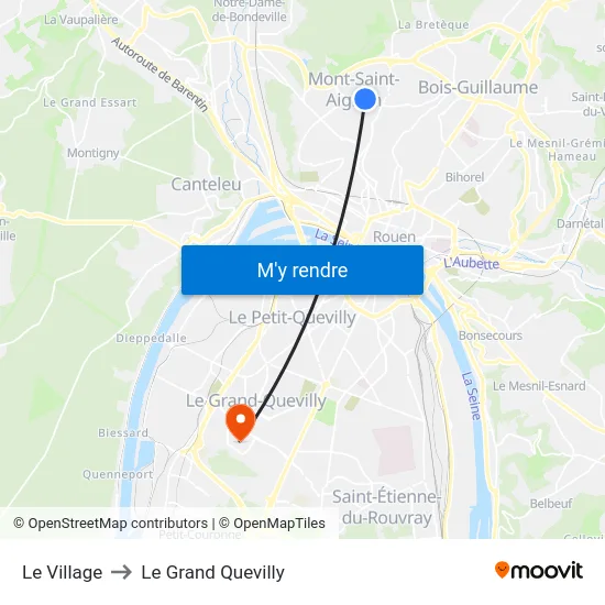 Le Village to Le Grand Quevilly map