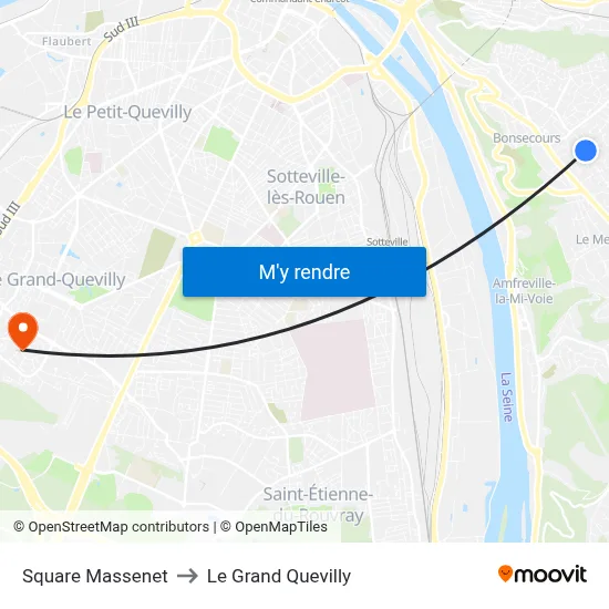 Square Massenet to Le Grand Quevilly map