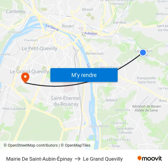 Mairie De Saint-Aubin-Épinay to Le Grand Quevilly map